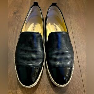 PAUL GREEN POSH BLACK LEATHER CAP TOE PERFORATED CASUAL ESPADRILLE US 8.5/UK 6